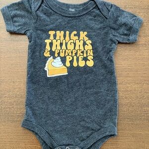 Gray Pumpkin Pie Graphic Baby Onesie Thanksgiving